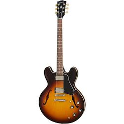 Foto van Gibson modern collection es-335 satin vintage burst semi-akoestische gitaar met koffer