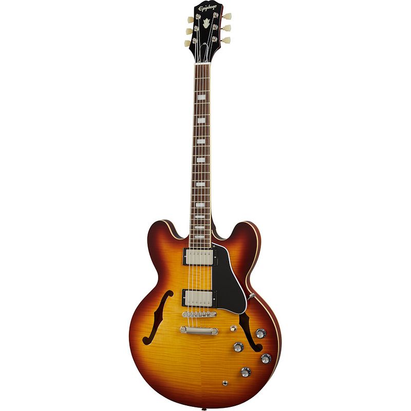 Foto van Epiphone es-335 figured raspberry tea burst semi-akoestische gitaar