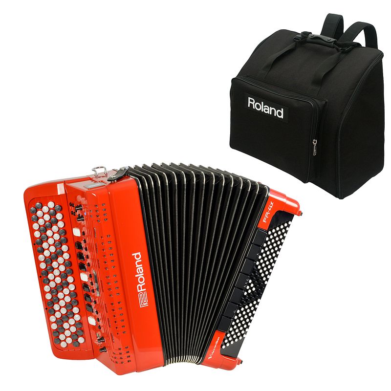 Foto van Roland fr-4xb rd v-accordion knoppenklavier rood met gratis tas