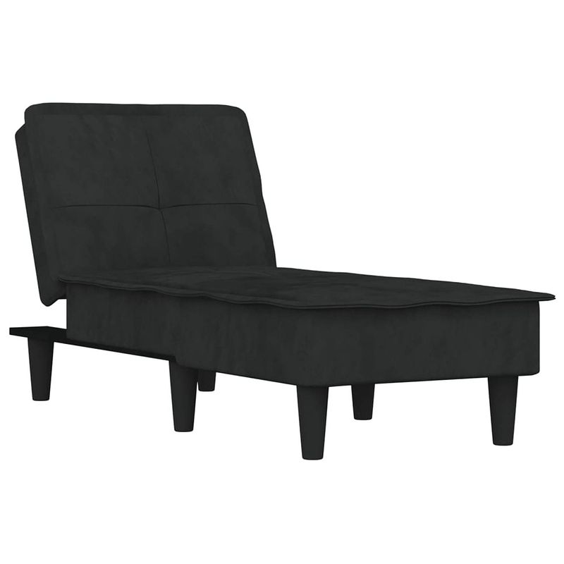 Foto van The living store verstelbare chaise longue - zwart - 55 x 140 x 70 cm - fluweel en multiplex