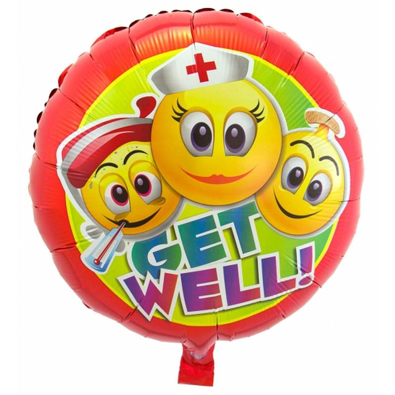 Foto van Folie ballon beterschap emoticon 45 cm - ballonnen