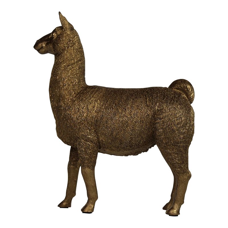 Foto van Housevitamin dierenbeeld alpaca - goud beeld - 23cm hoog