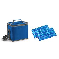 Foto van Kleine koeltas voor lunch blauw met 2 stuks flexibele koelelementen 9 liter - koeltas