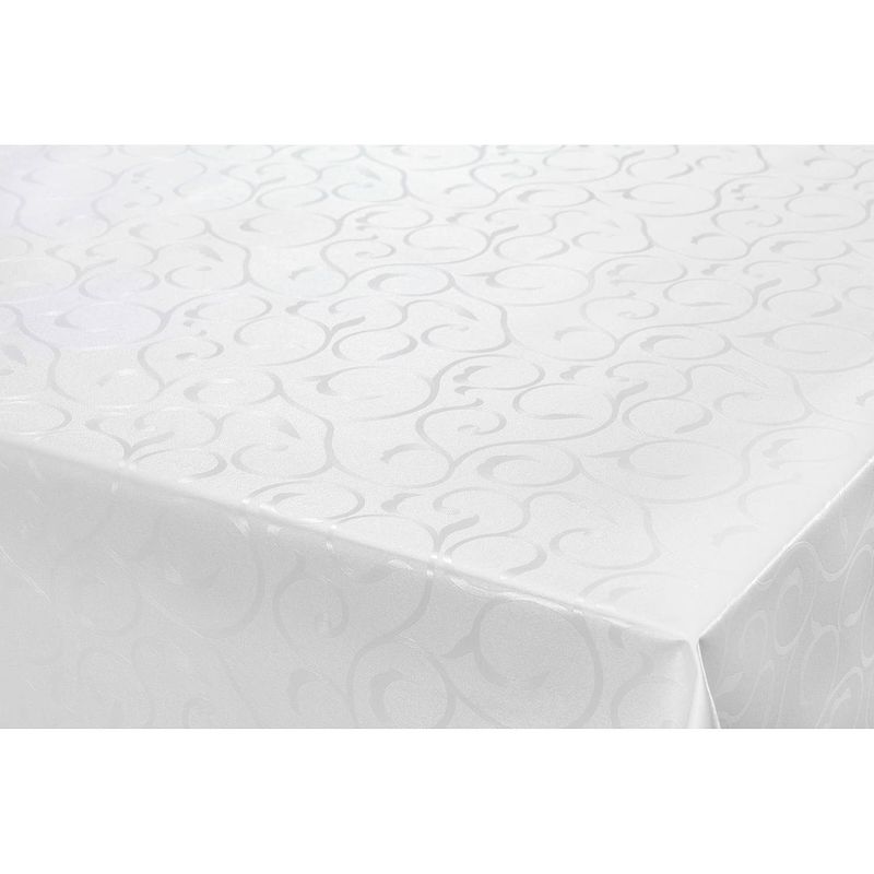Foto van Tafelzeil/tafelkleed damast witte krullen print 140 x 250 cm - tafelzeilen