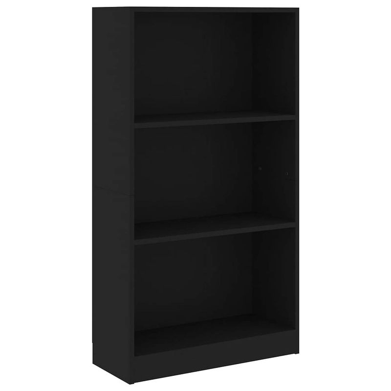 Foto van The living store boekenkast met 3 schappen 60x24x109 cm bewerkt hout zwart - kast