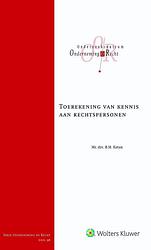 Foto van Toerekening van kennis aan rechtspersonen - branda marieke katan - paperback (9789013143430)