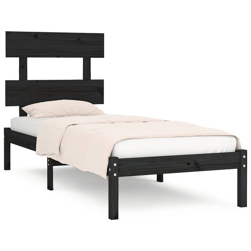 Foto van Vidaxl bedframe massief hout zwart 90x200 cm