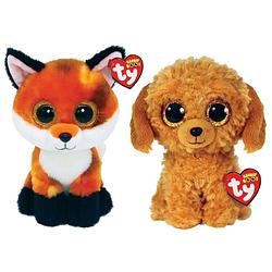 Foto van Ty - knuffel - beanie boo'ss - fox & golden doodle dog