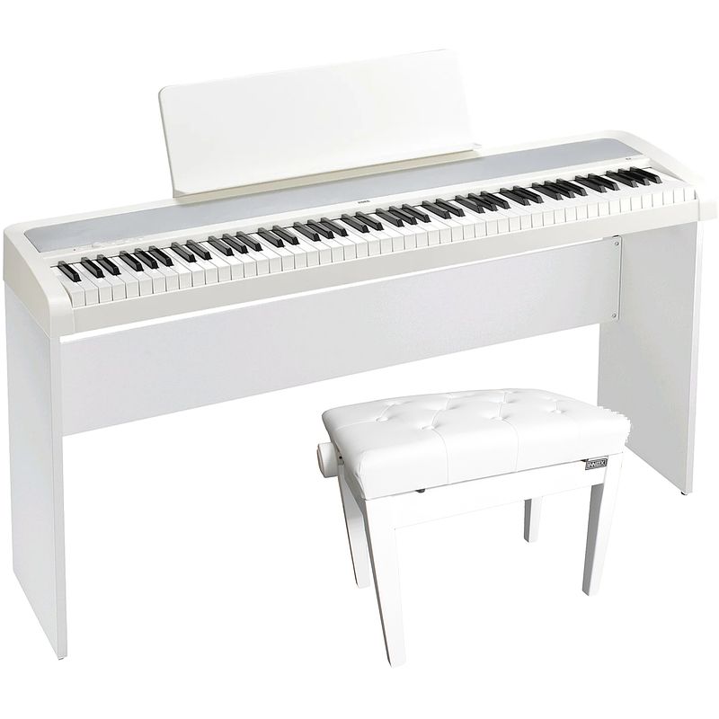 Foto van Korg b2-wh digitale piano wit + onderstel wit + pianobank wit