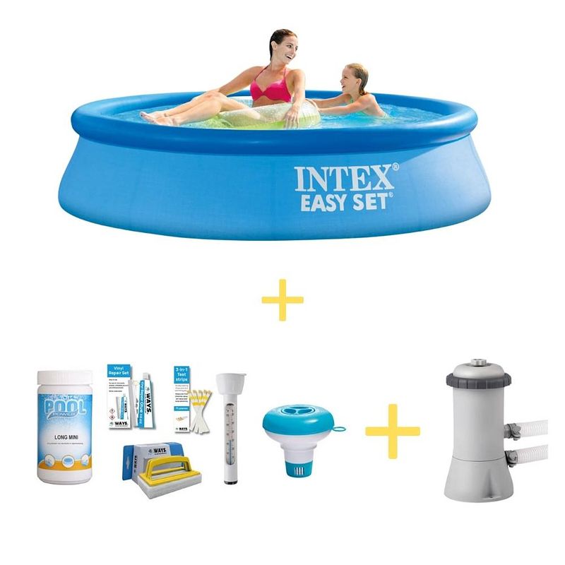 Foto van Intex zwembad - easy set - 244 x 61 cm - inclusief ways onderhoudspakket & filterpomp