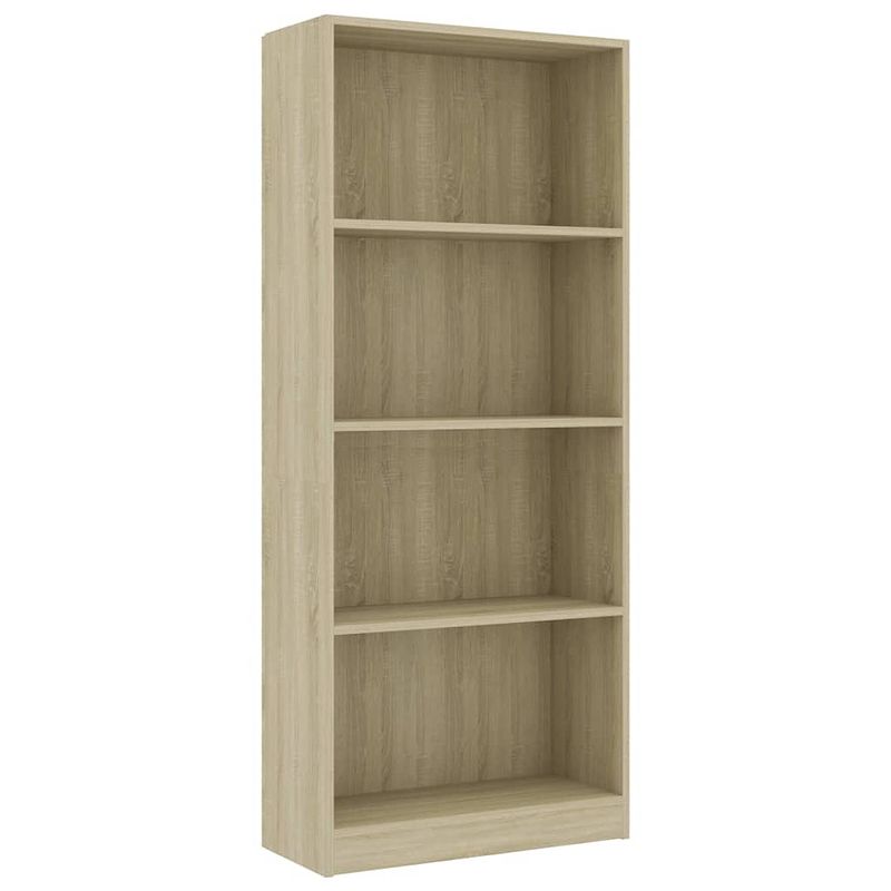 Foto van The living store boekenkast - sonoma eiken - 60 x 24 x 142 cm - stabiel en duurzaam - 4 open schappen