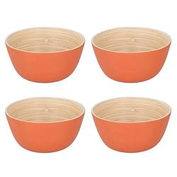 Foto van 4x bamboe snack schaaltjes oranje 12 cm - snack en tapasschalen