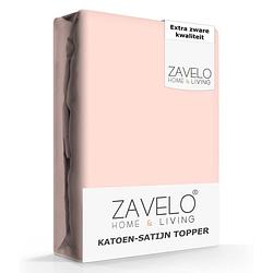 Foto van Zavelo deluxe katoen-satijn topper hoeslaken roze-1-persoons (90x220 cm)