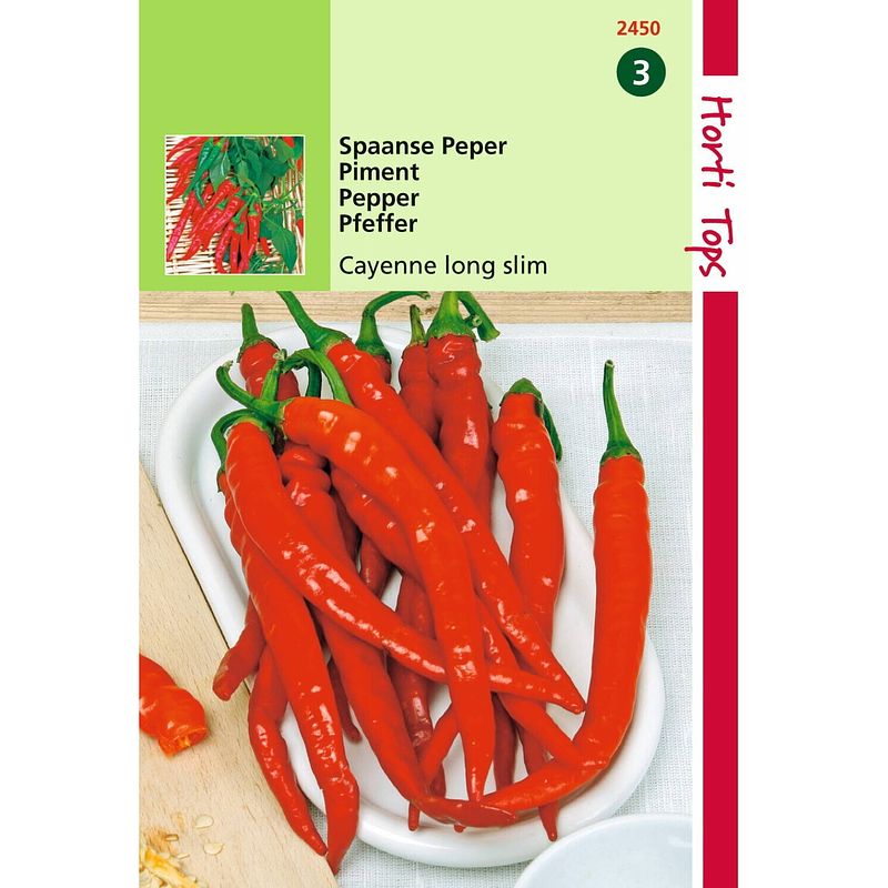 Foto van 2 stuks - hortitops - peper cayenne, spaanse lange rode