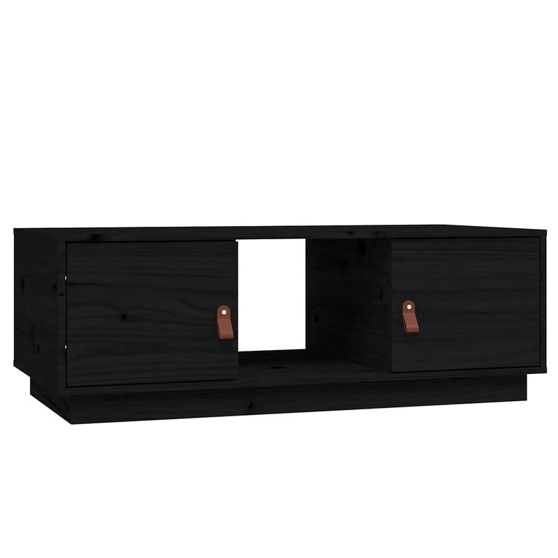 Foto van The living store salontafel massief grenen - 100x50x35 cm - met opbergruimte - zwart