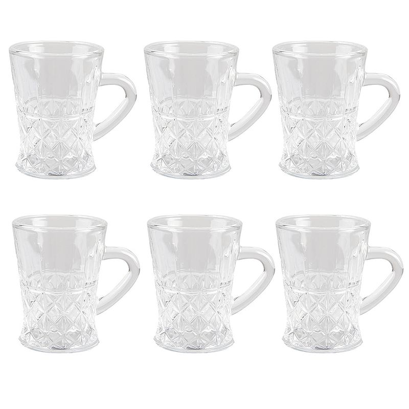 Foto van Haes deco - mokken set van 6 - 6x8x8 cm / 95 ml - glas - mok