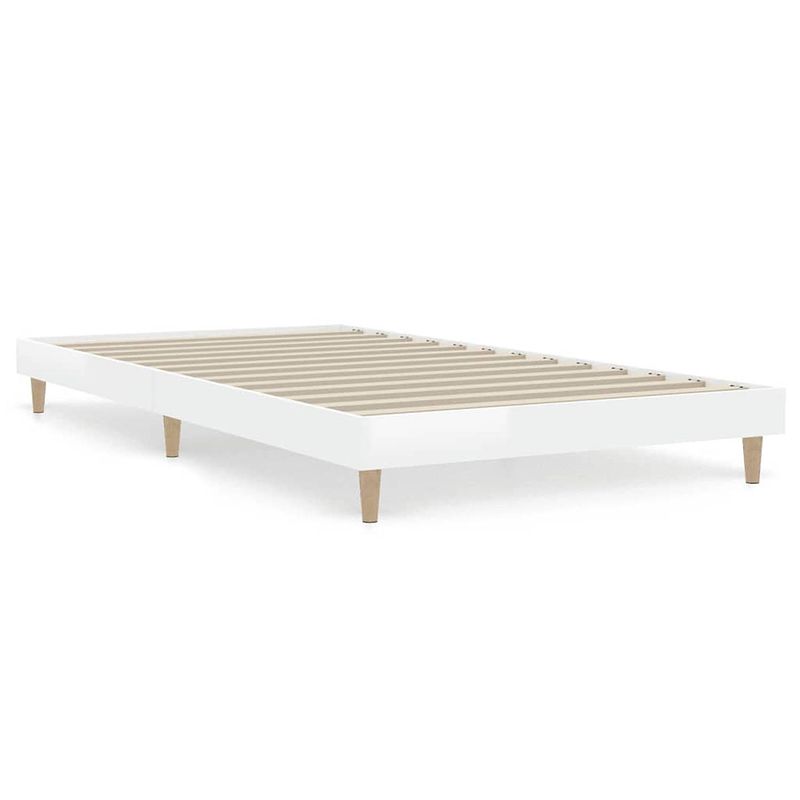 Foto van The living store bedframe - houten - hoogglans wit - 203 x 103 x 20 cm - multiplex lattenbodem