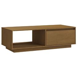 Foto van The living store salontafel grenenhout - honingbruin - 110 x 50 x 33.5 cm - met opbergschap