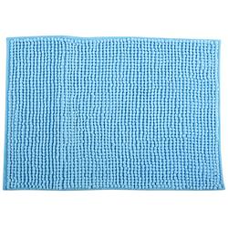 Foto van Msv badkamerkleed/badmat voor op de vloer - lichtblauw - 40 x 60 cm - microvezel - badmatjes