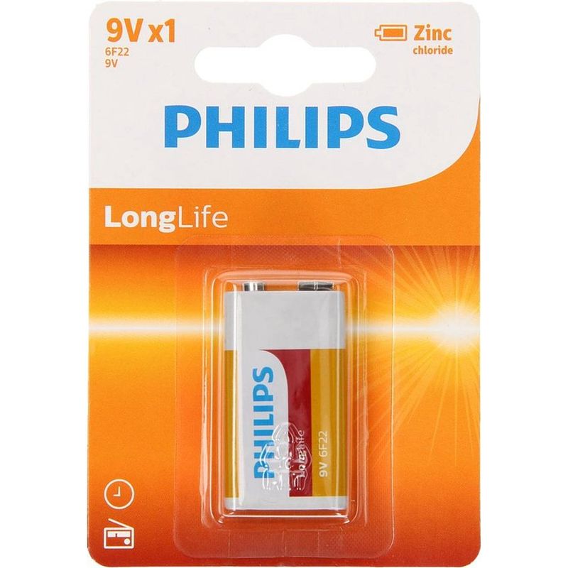 Foto van 9v longlife batterij philips