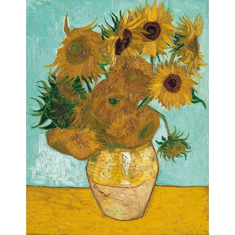 Foto van Vincent van gogh - vase mit sonnenblumen kunstdruk 70x90cm