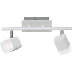 Foto van Led plafondspot - trion ribon - 8w - warm wit 3000k - 2-lichts - rechthoek - mat wit - aluminium