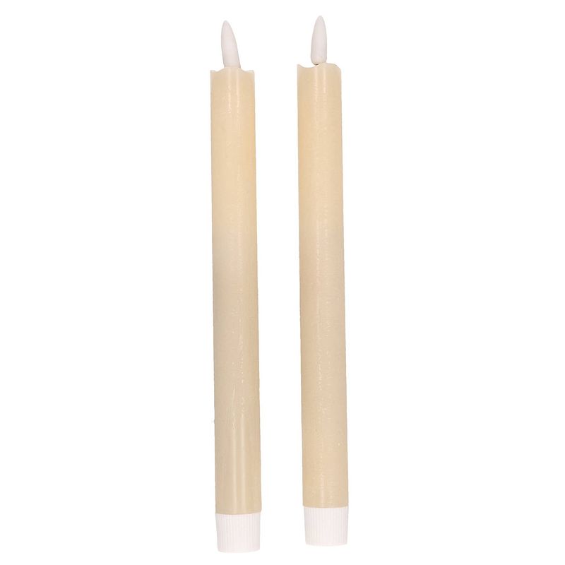 Foto van 2x creme witte led kaarsen/dinerkaarsen 25,5 cm - led kaarsen
