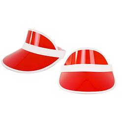 Foto van Verkleed zonneklep/sunvisor - 2x - voor volwassenen - rood/wit - carnaval hoed - verkleedhoofddeksels