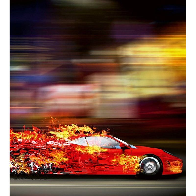 Foto van Dimex speeding car vlies fotobehang 225x250cm 3-banen