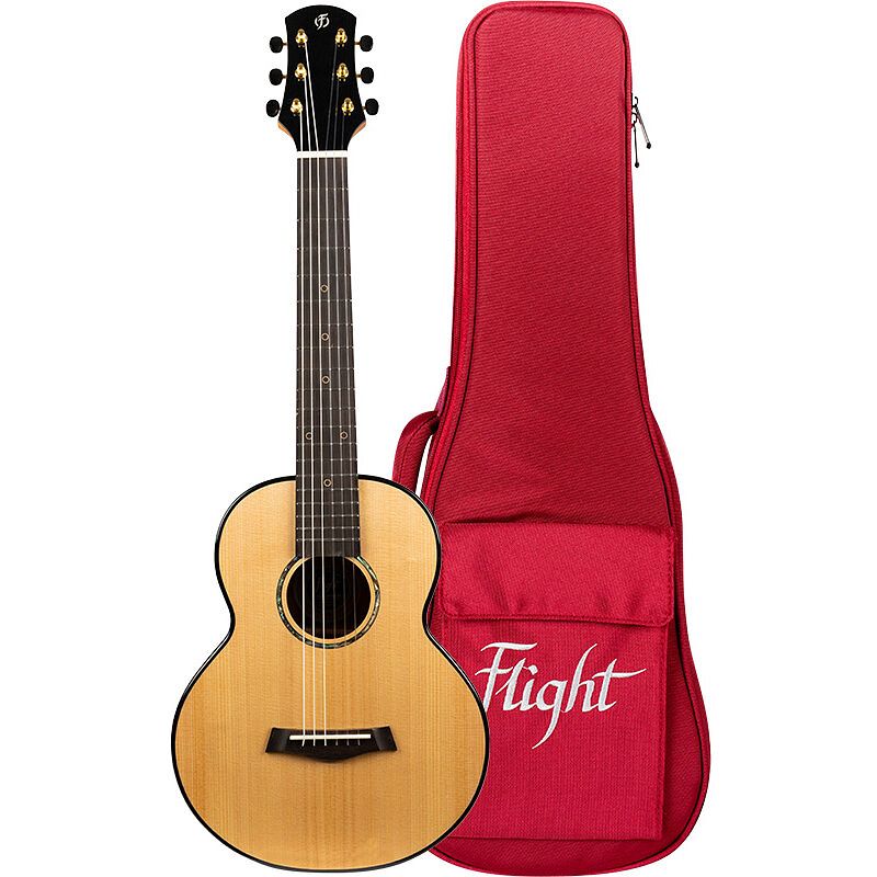 Foto van Flight princess series gut850 guitarlele natural solid top guitalele ukelele met gigbag