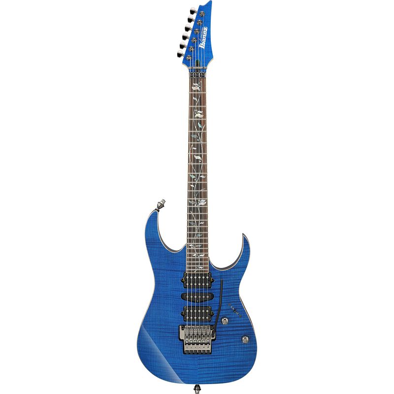 Foto van Ibanez j.custom rg8570-rbs royal blue sapphire elektrische gitaar met koffer en certificaat van echtheid