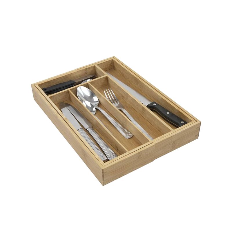 Foto van Kitchen tools bamboe besteklade - uitschuifbaar - 35,5x25,3x5cm