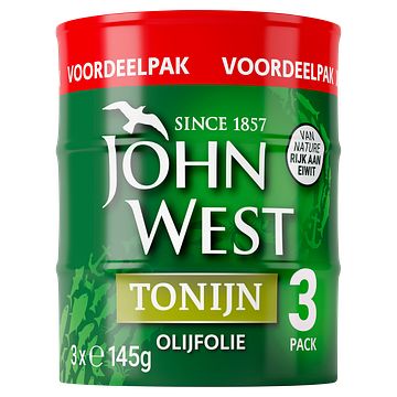 Foto van John west tonijnstukken in olijfolie 3 x 145 gram bij jumbo