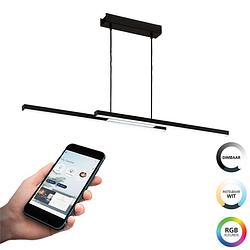 Foto van Eglo connect.z fraioli-z smart hanglamp - 105,5 cm - zwart/wit