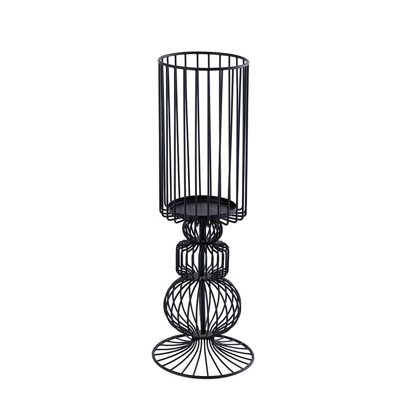 Foto van Ptmd thieme black iron round wired candle holder s