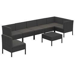 Foto van Vidaxl 8-delige loungeset met kussens poly rattan zwart