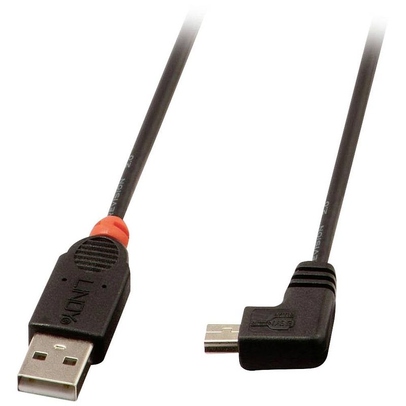 Foto van Lindy usb-kabel usb 2.0 usb-a stekker, usb-mini-b stekker 2.00 m zwart 31972