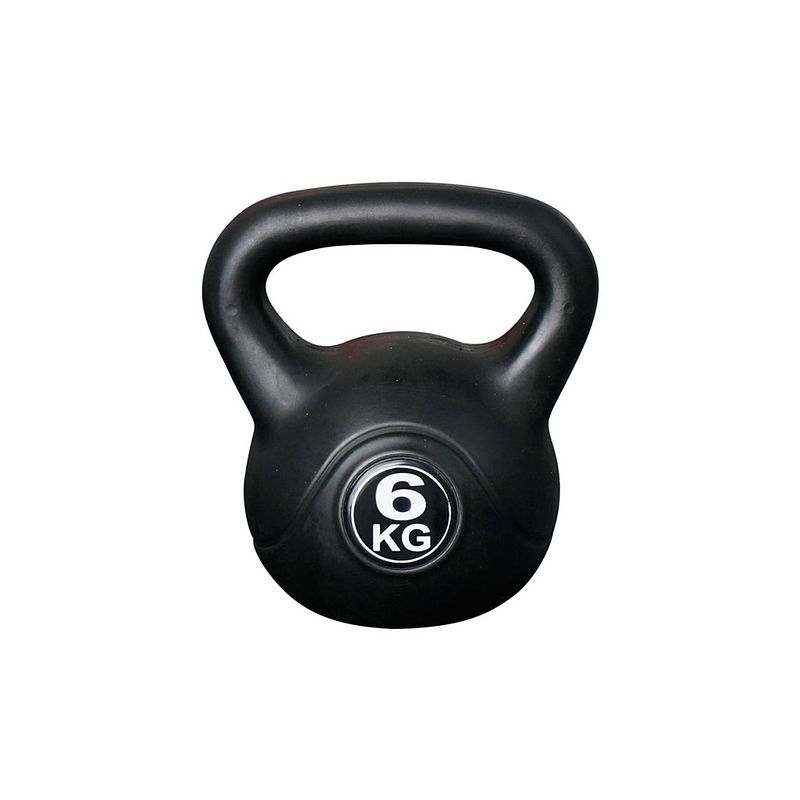 Foto van Kettlebell voor binnen en buiten - kunststof - zwart - 6 kg