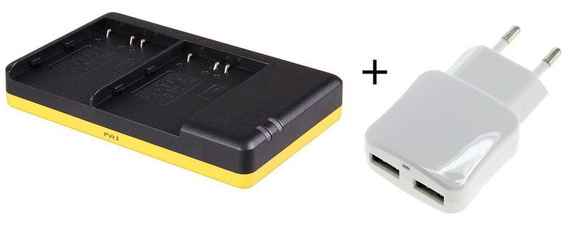 Foto van Duo lader voor 2 camera accu's nikon en-el3 / en-el3e + handige 2 poorts usb 230v adapter