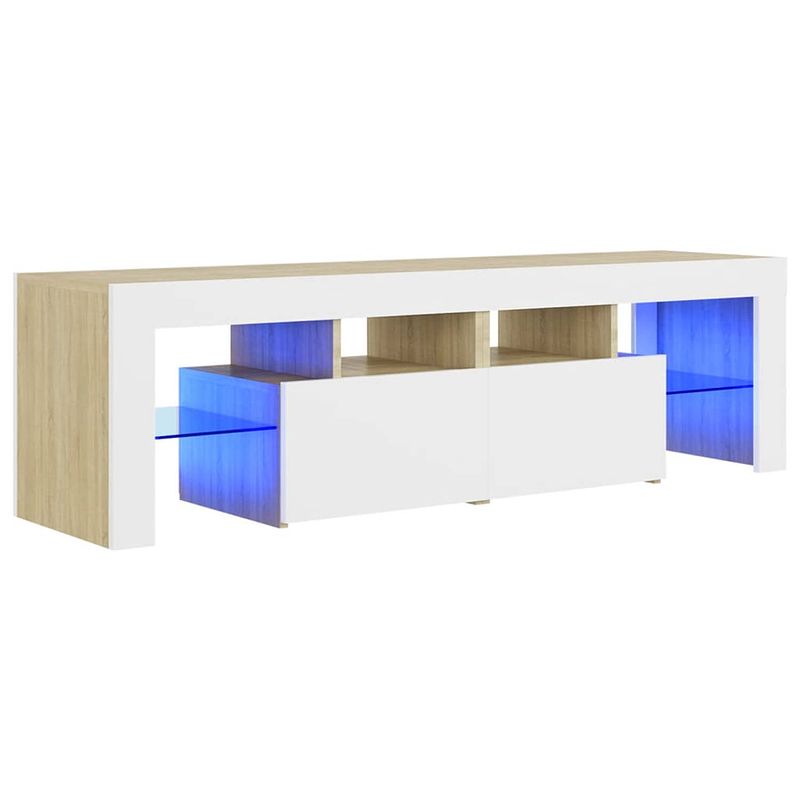 Foto van Vidaxl tv-meubel met led-verlichting 140x35x40cm wit sonoma eikenkleur