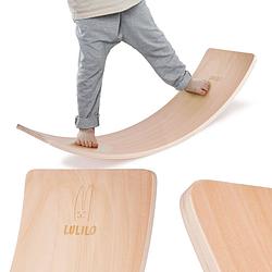 Foto van Lulilo boldo houten balansbord - evenwicht balance board - balansspeelgoed zonder vilt - voor volwassenen en kinderen