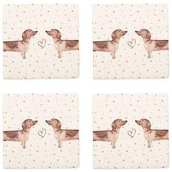 Foto van Haes deco - set van 4 wegwerpservetten - 33x33 cm (20 stuks in verpakking) - papier - dachshund love