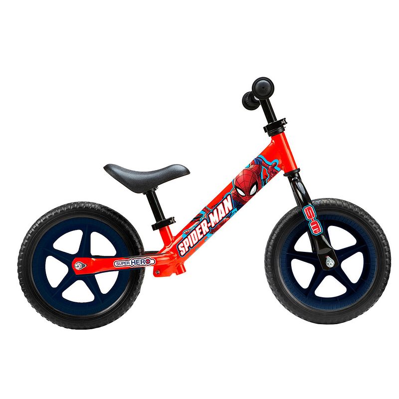 Foto van Disney spider-man loopfiets met 2 wielen 12 inch junior rood