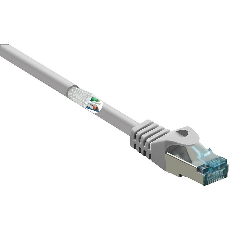 Foto van Renkforce rf-5047510 rj45 netwerkkabel, patchkabel cat 6a s/ftp 0.25 m grijs snagless, vlambestendig 1 stuk(s)