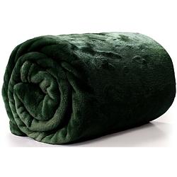 Foto van Fleece deken/plaid bailey 130 x 180 cm - smaragd groen - plaids