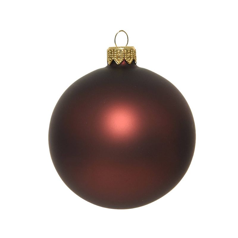 Foto van Kerstballen glas d10 cm mahonie 4st kerst