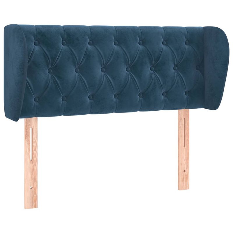 Foto van The living store hoofdeind fluweel - 93 x 23 x 78/88 cm - donkerblauw