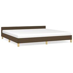 Foto van The living store bedframe donkerbruin multiplex 203x206x50 - ademend en duurzaam - stabiele poten - met multiplex