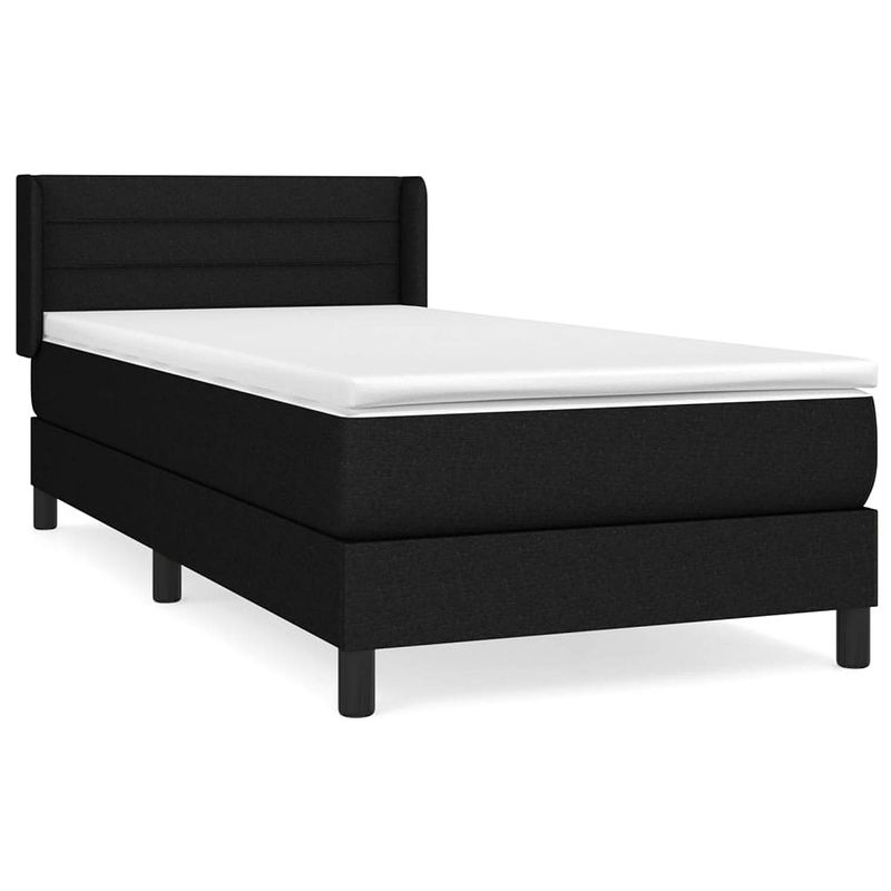 Foto van The living store boxspring bed - pocketvering - 80x200 cm - zwart wit - hoofdbord verstelbaar