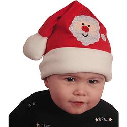 Foto van Baby kerstmuts rood met kerstman -polyester -voor baby/peuter 1-2 jaar - kerstmutsen